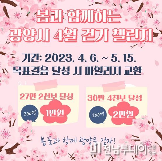 광양시, 워크온 ‘봄과 함께하는 4월 걷기 챌린지’ 운영