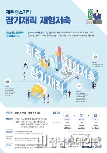 제주도, 중소기업 장기재직 재형저축 사업 참여자 모집