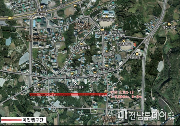 화순 마을안길(소로2-13호선) 개설공사 위치도