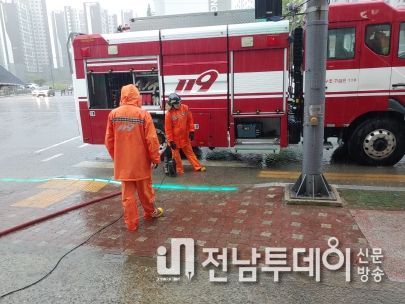 목포소방서, 목포시내 집중호우피해 복구 및 안전조치에 나서
