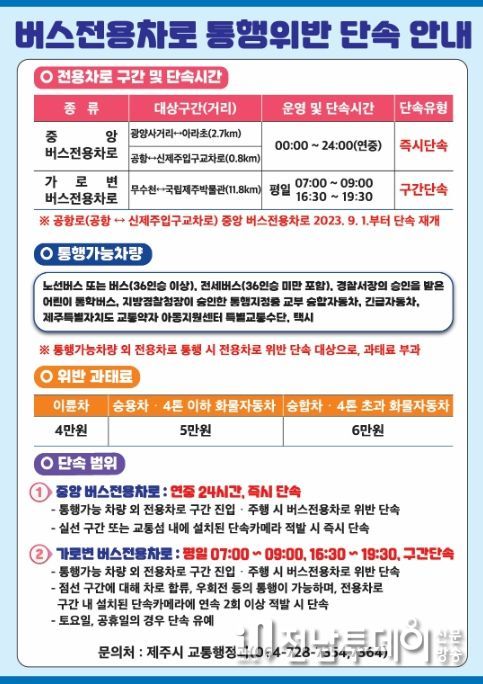 버스전용차로 단속 안내문