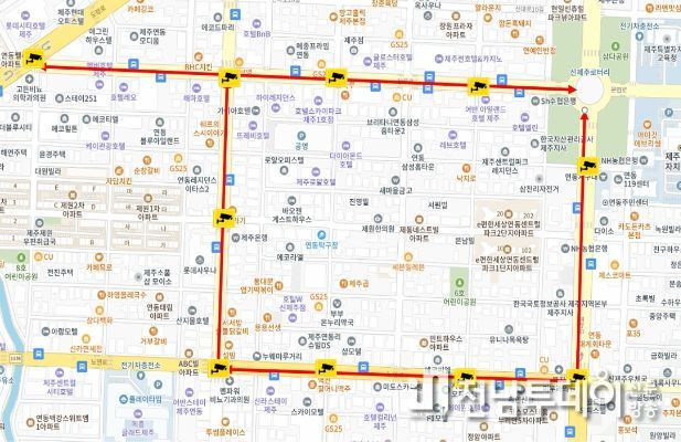 신제주 교통혼잡지역(삼무로, 신광로, 노연로, 신대로)