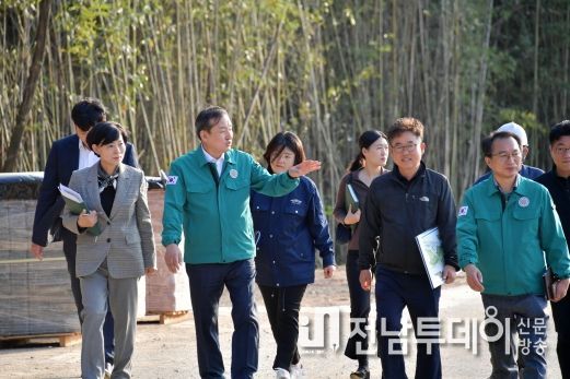 담양군, 평화예술광장 조성 사업 현장 점검 나서