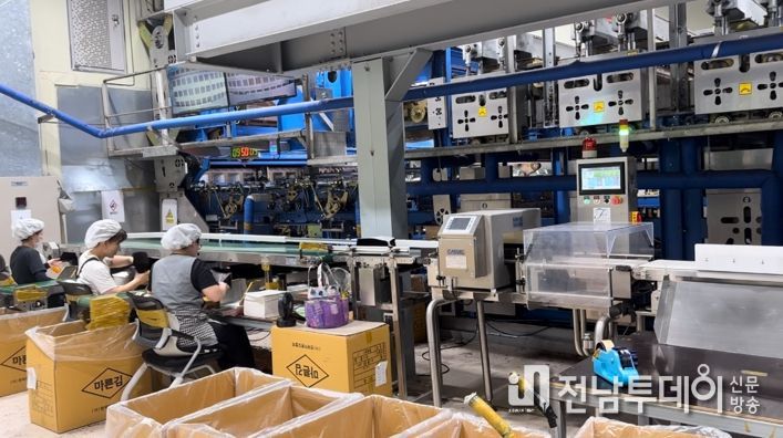 목포시 대양산단 내에서 생산되는 마른 김이 세계적 두각을 나타내고 있다.