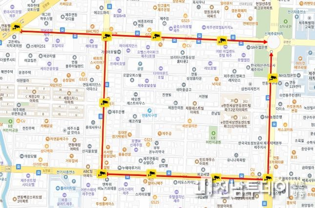 신제주 교통혼잡지역(삼무로, 신광로, 노연로, 신대로)