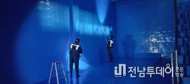 웅천 배수지 물탱크 청소 모습