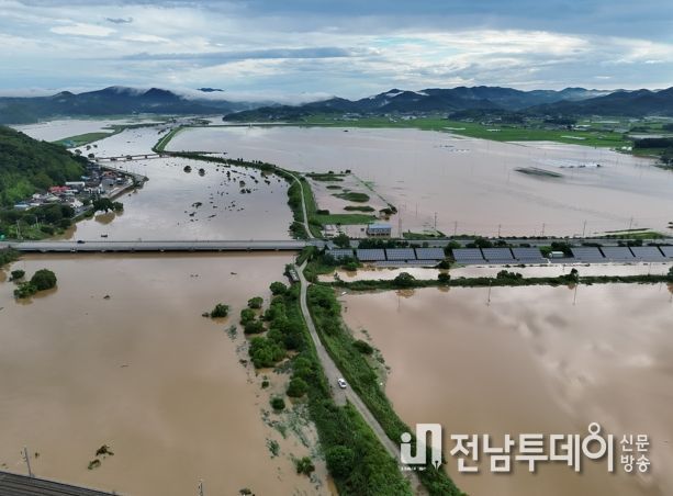 문평면 산호지구가 농림축산식품부의 배수개선사업 신규 착수지구로 선정됐다. 사진은 산호지구 침수 당시 모습.