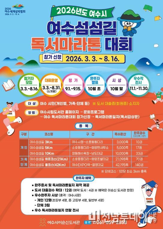 여수섬섬길 독서마라톤 대회 포스터