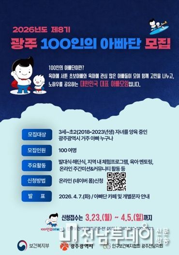 “아이 함께 키워요”…광주광역시 100인의 아빠단 모집